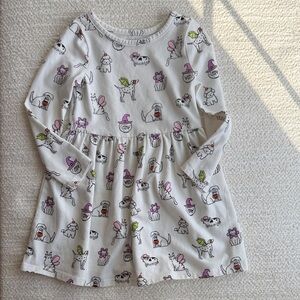 Cat & Jack White Dress with Dog and Flower Print